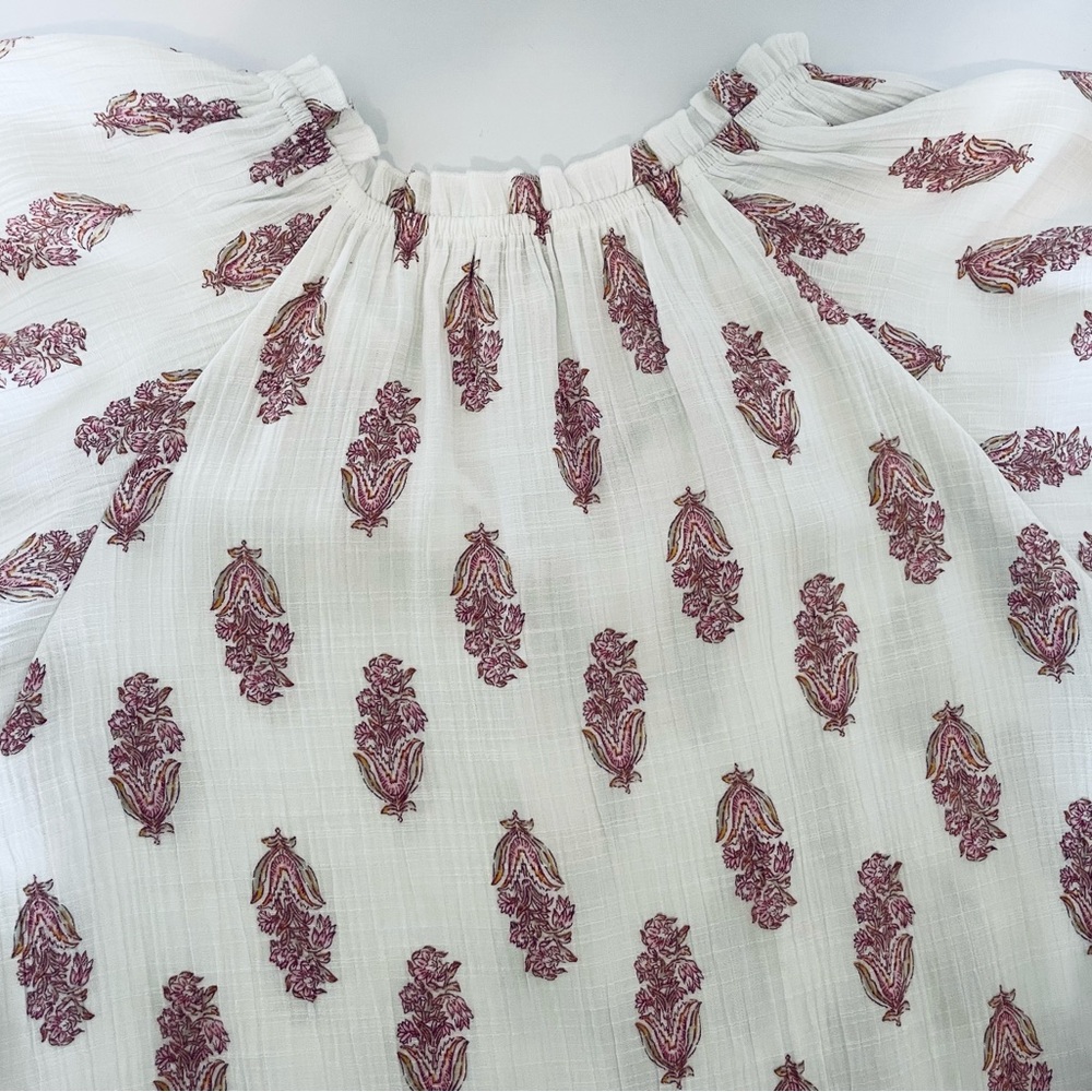Wonderly Womens Top Blouse Raglan Sleeves Gathered to Neck Size Medium Vee Neck - Picture 15 of 16